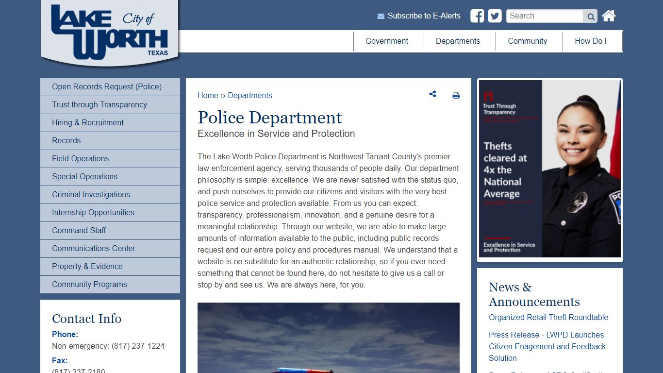 Police Department | Lake Worth, Texas