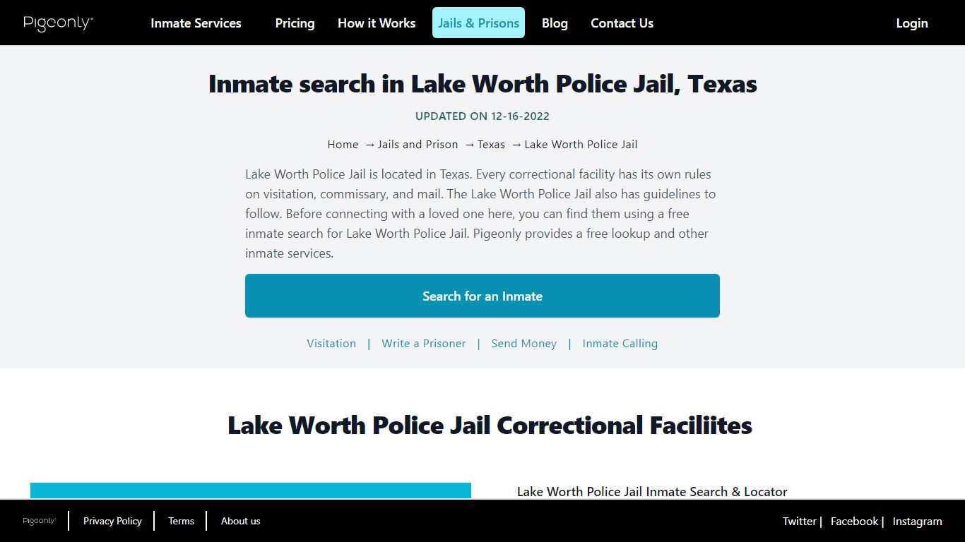 Inmate Search Lake Worth Police Jail, Texas | Pigeonly